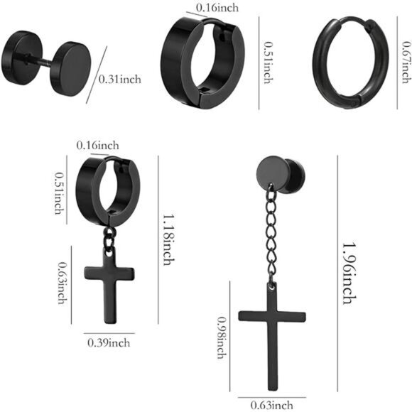 15 Pairs Stainless Steel Stud Earrings for Men Hypoallergenic Earrings Trendy - Picture 2 of 6